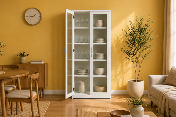 Half Glass Cabinet – Leapify Steel